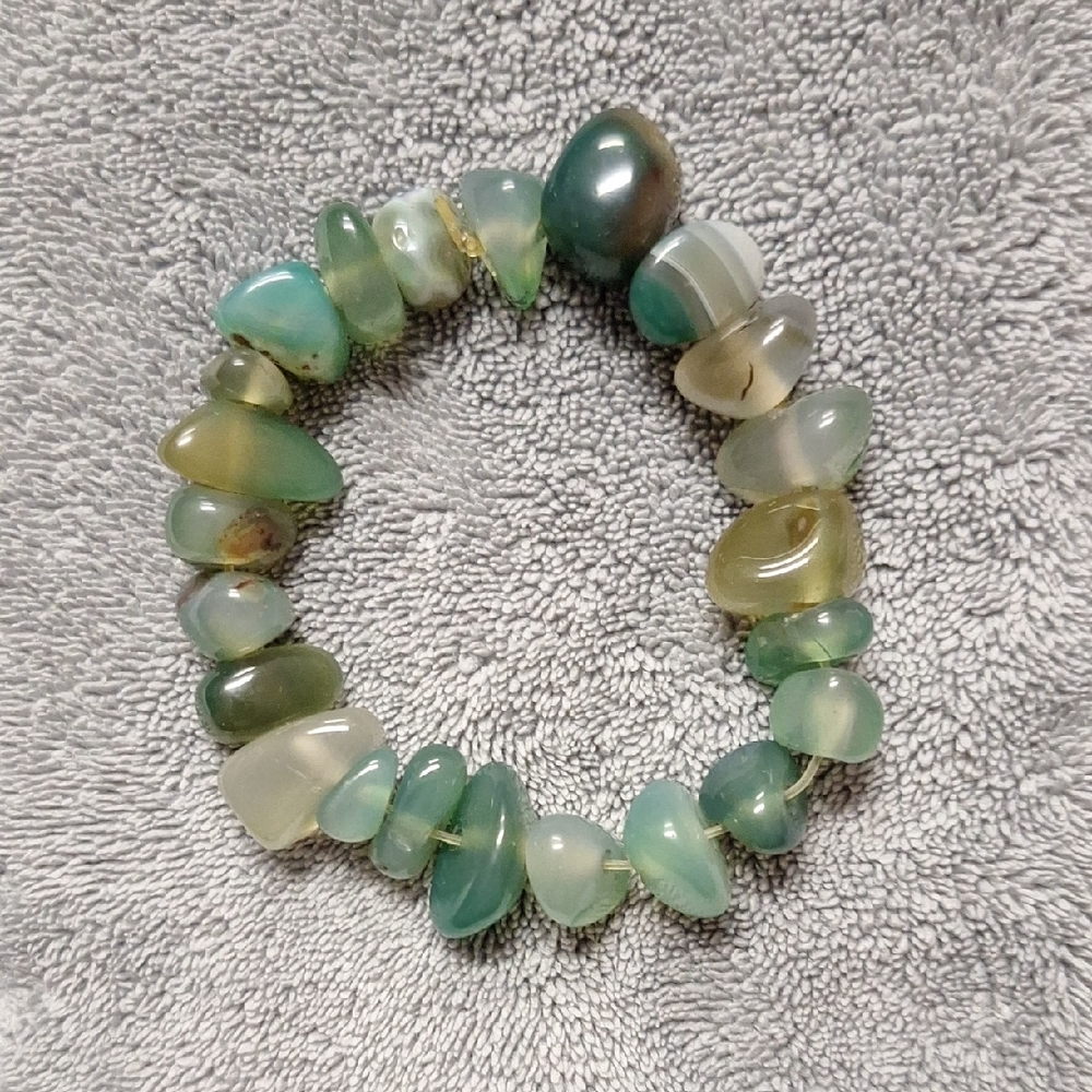 Green and Gray Stone Beaded Bracelet